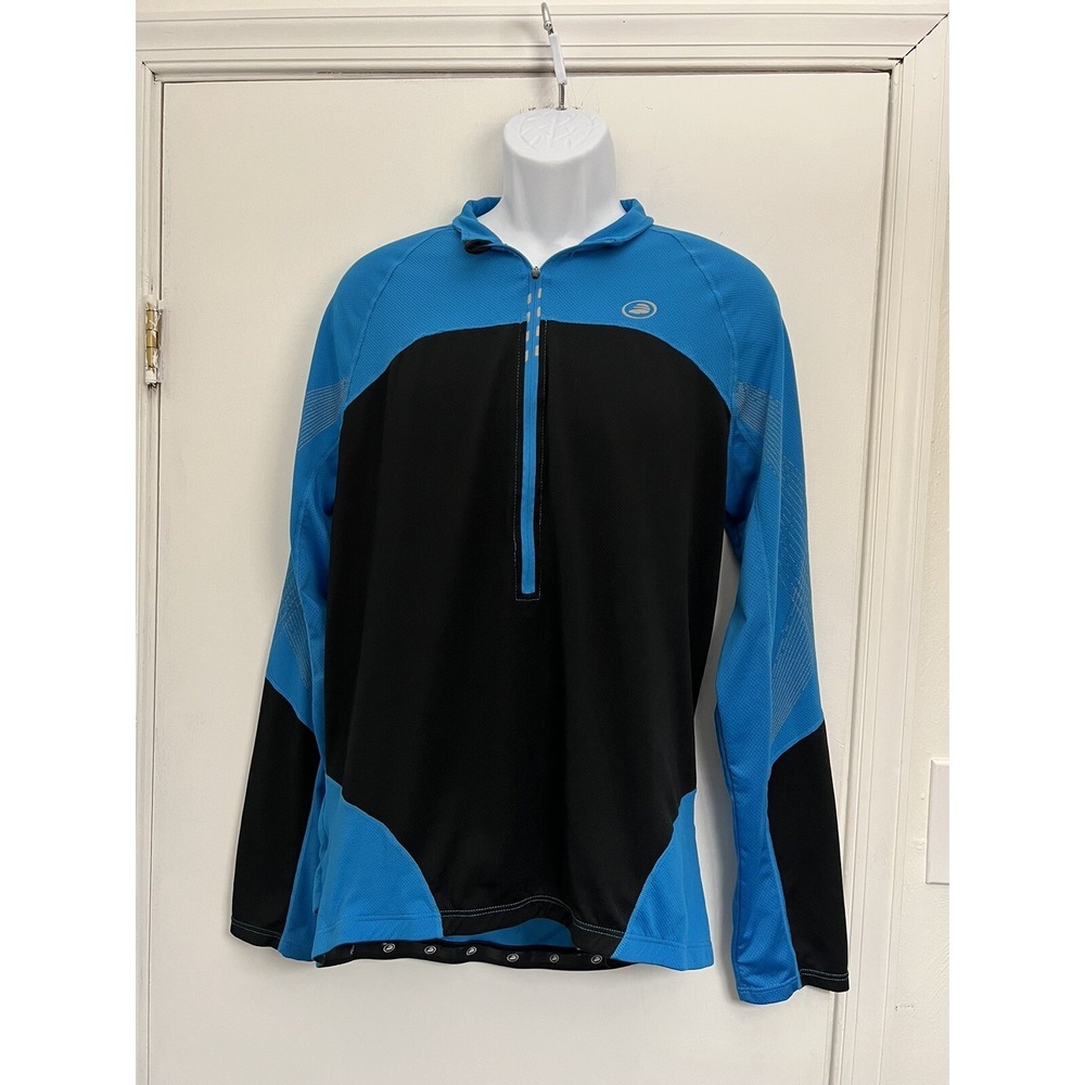 Performance Bicycle Jacket Black And Blue Half Zip 3 Back‎ Pouches Men's XXL